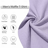 Недорогие Повседневная футболка Хенли-Муж. Футболка с вафельным рисунком Футболка С короткими рукавами Сплошной цвет Мода Оригинальный рисунок На каждый день Цветовые блоки Рукав «реглан» Хенли Повседневные на открытом воздухе