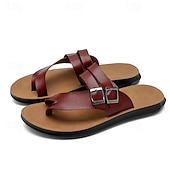 voordelige Vakantiesandalen-Witte heren slippers met dubbele gesp, casual zomerschoenen, comfortabele sandalen voor strand, resort en vakantie.