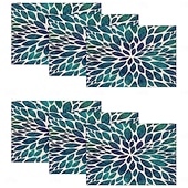 お買い得  Placemats＆Coasters＆Trivets-夏の海をイメージしたダイニングプレイスマット、ポリエステル100％の長方形テーブルマット、海の幾何学模様デザイン、洗濯機洗い可能、耐熱性、耐久性のあるテーブルプロテクター、モダンなホームキッチン