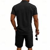 economico Camicie di lino-Per uomo Camicia di lino Due pezzi Set Camicia E Shorts Shorts di Lino Shorts da Spiaggia Impostare Semplice Quotidiano All'aperto Vacanza Collo ripiegato Manica Corta Estate Moda Casual Confortevole