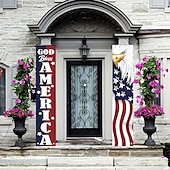 baratos 250º Aniversário dos EUA-1/2 par de bandeiras patrióticas com águia e porco para o 4 de julho, com a frase "Deus abençoe a América", decoração para porta de entrada com a bandeira americana, estrelas e listras para o Dia da