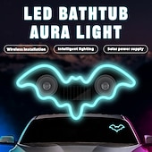 cheap Landscape Lights-Car Solar Vacuum Suction Cup Neon Bat-Shaped Decorative Running Lights, Wire-Free, Type-C Rechargeable, 8 Modes, Ambient LED Car Interior &amp; Exterior, Party, Halloween, Vehicle Decoration