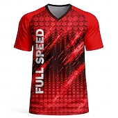  男性用 幾何学模様 抽象的 文字＆番号 サッカーの夏 グローバルマッチ ランニングＴシャツ 夏 半袖 UPF 50 速乾性 高通気性 ジム Track フィットネス レッドとブラック スポーツウェア アクティブウェア