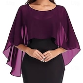 voordelige Cape-Damesomslag Bolero Moeder Wraps Bruids Wraps Wraps voor bruiloftsgasten Elegant Dames Formele Stijl Mouwloos Chiffon Bruiloftsomslagen Met Pure Kleur Voor Dagelijks Lente zomer