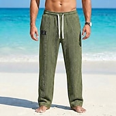 abordables pantalones casuales-Hombre Pantalones Pantalones casuales Pantalones anchos Pantalones texturizados Jacquard Correa Pierna recta Geométrico Plano Comodidad Longitud total Casual Diario Exterior Vacaciones Moda Azul