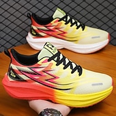 preiswerte Lässige Sneakers-Gelbe und rote Herren-Laufschuhe, leichte, atmungsaktive Sportschuhe mit Dämpfung, ideal zum Joggen, fürs Fitnessstudio, zum Spazierengehen, auf Reisen und für den Alltag.