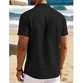 economico Vacanza-Per uomo Camicia Camicia di lino Camicia Estiva Camicia da Spiaggia Camicia con Bottoni Semplice Vacanza Ferie Nero Bianco Blu marino Azzurro cielo Manica Corta Collo a Lancia Estate Primavera