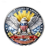 abordables U.S. 250-årsjubileum-U.S. 250th Anniversary Commemorative Coin 1776-2026, Semiquincentennial Patriotic Collectible, We the People &amp; Bald Eagle Design, Historical Gift for Independence Celebration