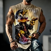  Herr Djur Anka Undertröjor Ärmlös T-shirt 3D-tryck Rund hals Skjorta Rolig Dagligen Gata Gul Kaki Grå Vår & sommar Kläder S M L XL XXL 3XL