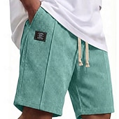 abordables Bermudas estilo casual-Hombre Pantalón corto Pantalones cortos de verano Pantalones cortos casuales Pantalones cortos de pana Bolsillo Cintura elástica Plano Comodidad Transpirable Longitud de la rodilla Exterior Playa