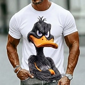  Maglietta da uomo con stampa grafica di un'anatra nera arrabbiata e scontrosa con un atteggiamento sarcastico e divertente, girocollo, maniche corte, streetwear casual, regalo di compleanno per papà,