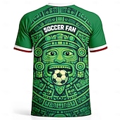  Herren Mexiko Fußball-Sommer Global Match Pullover-Oberteile Laufshirt Sommer Farbblock Kurzarm UPF 50 Schnelltrocknend Atmungsaktiv Leger Laufen Joggen Fitness Grün Sportbekleidung Sportkleidung