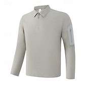 cheap Running Tee &amp; Tank Tops-Men's Solid Colored Running T-Shirt Compression Shirt Casual Polo Shirts Running Shirt Summer Spring Quarter Zipper Long Sleeve Quick Dry Lightweight Moisture Wicking Gym Workout Active Training