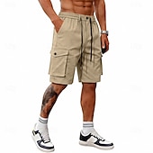 cheap Classic-Men's Tactical Cargo Cargo Shorts Shorts Casual Shorts Drawstring Pocket Elastic Waist Plain Comfort Breathable Knee Length Casual Outdoor Beach Vacation Fashion Black Navy Blue Inelastic