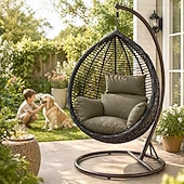 economico Coperture per Mobili da Giardino-Cuscino di ricambio per sedia a dondolo a forma di uovo, cuscino di ricambio per sedia a dondolo a forma di cesto appeso pieghevole e impermeabile con poggiatesta, cuscini di ricambio per amaca da