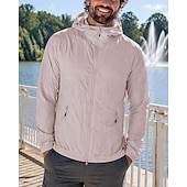 お買い得  ランニングジャケット-男性用 ソリッド ランニングジャケット アウトドアジャケット フード付きジャケット 夏 春 秋 ポケット フルジップ 長袖 日焼け防止 防風 UVプロテクション ライトウェイト 高通気性 釣り ハイキング ランニング ブルー アメジスト 蛍光グリーン スポーツウェア アクティブウェア