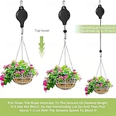 abordables Floreros y cestas-2/4/6 poleas para plantas, cesta colgante retráctil, polea con gancho descendente para cesta de jardín