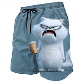  Herren Kaninchen Küken Comic-Tiere Badehosen Badeanzüge Badeshorts Boardshorts Mittlere Taille Lustig Strandurlaub Seitentaschen Netzfutter Elastischer Kordelzug in der Taille Designer Bekleidung
