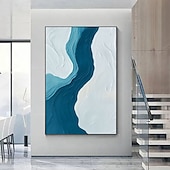 cheap Abstract Paintings-wall art painting hand painted 3D Textured Painting Blue Abstract Canvas Wall Art Green Abstract Living Room Decoration Minimalist Sofa Background Wall Nordic Bedroom Painting