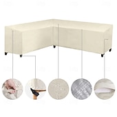 abordables Fundas para Muebles de Patio-Funda para muebles de jardín, funda para sofá esquinero en forma de L, funda impermeable para sofá de ratán, para muebles de jardín, conjunto de asientos, sofá esquinero, conjunto de salón esquinero,