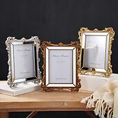 cheap Sculptures-1PC, Featuring Rococo Baroque Three-dimensional Relief Carving Technique. This Decorative Photo Frame for Home And Wedding Wse Is Suitable for Both Tabletop Display And wall Hanging