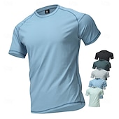 billige Casual T-skjorter for menn-Herre T skjorte Kortermet skjorte T-skjorte Kortermet Crew-hals Sommer Vår Helfarge Gatemote Stilfull Fritid Fort Tørring Tynn Daglig utendørs Feriereise Lysegrå Topp T-skjorte for menn