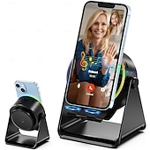 levne Školka noční světla-Bezdrátový indukční reproduktor se stojánkem na telefon, přenosný stereo zesilovač otočný o 360 stupňů, RGB světlo, bezdrátové připojení 5.3, ideální pro muže, ženy, teenagery, kuchyň a koupelnu