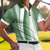 ieftine Polo de golf pentru bărbați-Bărbați Golf Γραμμή Tricouri polo sport Manșon scurt Tricouri de polo Cămăși cu guler Casual Îmbrăcăminte Atletică Imprimare 3D Nasturi Material Plasă care Respiră Primavara vara Albastru piscin