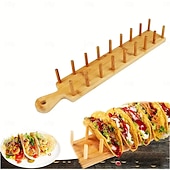 olcso Grillek és szabadtéri főzés-Fa toronytartó, fa toronytartó tálcákhoz, bambusz mexikói burrito tálca, 8 puha vagy kemény héjú tortilla befogadására alkalmas, kukorica tortillához is alkalmas, éttermekbe, partikra alkalmas