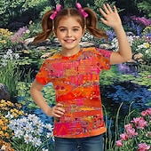 abordables Vision 3D de la Fille &amp; Éclat-Fille 3D Graphique Géométrique T-shirt Manche Courte Impression 3D Été Printemps Sports Mode Streetwear Enfants 5-12 ans Col Rond Occasionnel Quotidien Extérieur Coupe régulière