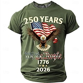  2026年7月4日 250周年 男性用 おかしい Tシャツ 半袖 Tシャツ 3Dプリント クルーネック シャツ ファッション デザイナー シンプル カジュアル 日常 パーティー レイクブルー ブラック ルビーレッド 夏 春 衣類 S M L XL XXL XXXL