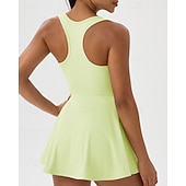 cheap Women's Tennis Dress-Women's Solid Colored Tennis Dress with Shorts Sports Dress Sleeveless Pocket Elastic Sweat-Wicking Breathable Tennis Golf Running Scoop Neck Dress Black White Green Tennis Clothing