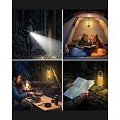 baratos Luzes e lanternas de acampamento-Lanterna de acampamento LED recarregável, lanterna LED 3 em 1 com 1000 lúmens, à prova d'água. &amp;portátil, sos &amp;3 modos de iluminação para emergências, atividades ao ar livre e caminhadas.
