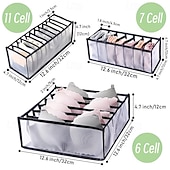 cheap Storage &amp; Organization-5-Piece Foldable Wardrobe Storage Boxes - Grid Underwear Storage Bags - Multi-Size Nylon Drawer Dividers for Underwear, Socks, and Ties, Stylish