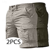 ieftine Clasic-Bărbați Pantaloni de marfă Pantaloni Scurți Cargo Pantaloni Scurți Pantaloni scurți casual Buzunar Simplu Simplu Peste Genunchi Casual În aer liber Haine de strada Modă Șic Stradă Negru + Verde