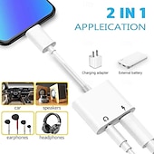 billiga Mobiltelefon kablar-2-pack 2-i-1 lightning till 3,5 mm hörlursuttagsadapter &amp;laddare, iPhone-splitter aux-ljuddongel kompatibel med iPhone 14 13 12 11 se