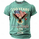  2026年7月4日 250周年 男性用 おかしい Tシャツ 半袖 Tシャツ 3Dプリント クルーネック シャツ ファッション デザイナー シンプル カジュアル 日常 パーティー レイクブルー ブラック ルビーレッド 夏 春 衣類 S M L XL XXL XXXL