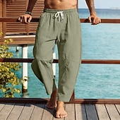 abordables Día festivo-Hombre Pantalones de lino Pantalones Pantalones bombachos holgados Correa Cintura elástica Plano Comodidad Transpirable Longitud total Diario Exterior Festivos Vacaciones Moda Negro Blanco Rígido