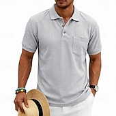 economico Polo classica da uomo-Per uomo Magliette Polo a Nido d'Ape Polo Casuale Streetwear Bavero Manica Corta Essenziale Moderno Semplice Tasca Leggero Estate Primavera Vestibilità regolare Nero Bianco Blu marino Verde scuro