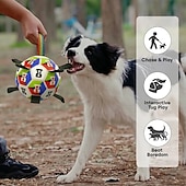 billiga Hundleksaker-Hundfotboll med remmar interaktiv leksak 18 cm i diameter
