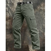 preiswerte Cargohosen-Herren Cargo-Hosen Hose Arbeitshosen Knöpfe Mehrere Taschen Einfach tragbar Volle Länge Outdoor Täglich Campen und Wandern Urlaub Mode Schwarz Armeegrün Unelastisch