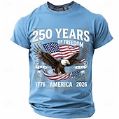  4 juli 2026 250:e Herr Rolig T-shirt Kortärmad T-shirt 3D-tryck Rund hals Skjorta Mode Designer Enkel Ledigt Dagligen Fest Svart Rubinrött Sommar Vår Kläder S M L XL XXL XXXL