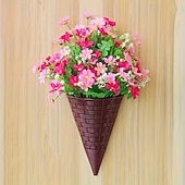 abordables Fleurs artificielles-Lot de 6 paniers à fleurs suspendus décoratifs, style triangulaire, tressés, parfaits pour décorer votre intérieur (Noël, Halloween, etc.). Idée cadeau idéale.