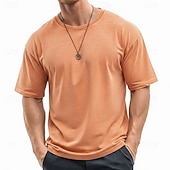 economico magliette di base-SoftFade™ Camicia Uomo 100% Cotone Camicia Acid Wash Manica Corta Collo a Giro Estate Piana Vintage Casual Abbigliamento Tinto Sbiadito Casual Streetwear Rosa Viola Caffè Top Tee per Uomo