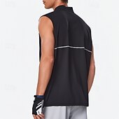cheap Running Tee &amp; Tank Tops-Men's Solid Colored Workout Tank Top Running Tank Top Gym Tank Top Summer Spring Quarter Zipper Sleeveless Quick Dry Compression Moisture Wicking Breathable Gym Workout Running Walking Jogging Black