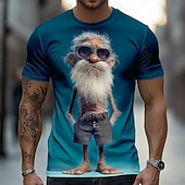 abordables T-shirts 3D-Homme Illusion d'optique 3D T-shirt Manche Courte T-shirt Impression 3D Col ras du cou Chemise Exagéré Designer Quotidien Club Soirée Bleu Bleu 2# Rouge Été Printemps Toutes saisons Vêtement Tenue S