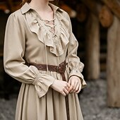  Mittelalterlich Renaissance Kleid langarm Pirat Wikinger Kostüm Damen Seeräuber Fantasie Halloween Karneval Leistung LARP Renaissance-Messe Erwachsene Kleid