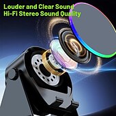 levne Školka noční světla-Bezdrátový indukční reproduktor se stojánkem na telefon, přenosný stereo zesilovač otočný o 360 stupňů, RGB světlo, bezdrátové připojení 5.3, ideální pro muže, ženy, teenagery, kuchyň a koupelnu