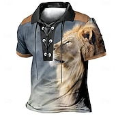 abordables Polo vintage para hombre-Hombre Animal Camisetas polo Manga Corta Camisas de polo cuello con cordones Vintage Casual Ropa de calle Ropa Cotidiana Impresión 3D Malla Transpirable Primavera verano Azul Piscina