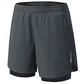 baratos Calções de corrida-Homens Shorts de Corrida Calções atléticos Shorts de Academia Bolsos 2 em 1 Com forro de compressão Calção Casual Diário Esporte Verão Primavera Secagem Rápida Leve Pavio Humido Treino de Ginástica